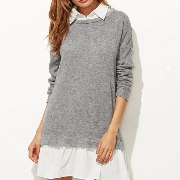 SHEIN Dresses & Skirts - Contrast Collar & Hem 2 In 1 Sweatshirt Dress